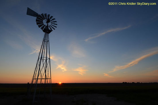 Kansas sunset with windmill
