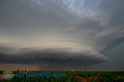 The El Reno supercell's huge tornado was obscured by rain and dust to observers any distance away. Photo by Chris Kridler, ChrisKridler.com, SkyDiary.com