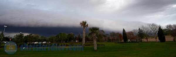 Just shy of severe weather awareness week, a shelf cloud from an outflow boundary moves over Cocoa, Florida, on Feb. 23, 2014. Tornado warnings were issued farther north. Photo by Chris Kridler, ChrisKridler.com