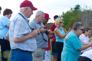 A small sample of the enthusiasts greeting the baby birds Monday. Photo by Chris Kridler, ChrisKridler.com