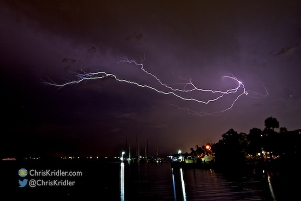 The last gasp of lightning on July 24, as seen looking south from Rockledge, Florida. Photo by Chris Kridler, ChrisKridler.com, SkyDiary.com