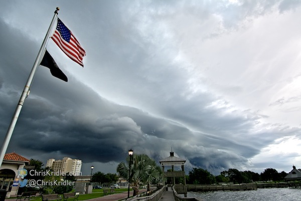 A shelf cloud as shot from Cocoa, Florida, on July 25, 2014. Photo by Chris Kridler, ChrisKridler.com, SkyDiary.com