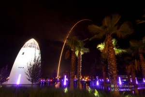 "Spaceport U.S.A." by Chris Kridler depicts the launch of an Atlas 5 rocket with a GPS satellite on Aug. 1, 2014, from Port Canaveral.