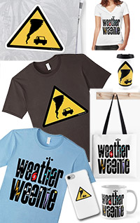 Storm Stuff Store with storm chaser and weather geek T-shirts, gifts, bumper stickers, more