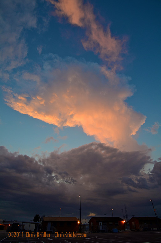 A tower reaches for the sky as a cold front passes through on April 11, 2011