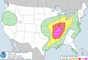 Storm Prediction Center early outlook for today, May 25.