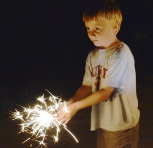 Nephew and sparkler on July 4, 2011
