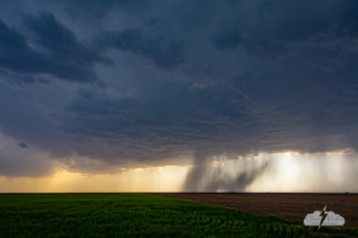 Rainfall from line of storms as seen from south of Selden, Kansas.