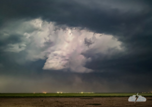 A stronger storm might have been on its way to a tornado at this point, north of Hereford at 9:15 p.m. (iPhone photo in low light)