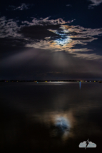 The moonbeams and the reflection in the lagoon.