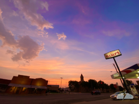 A storm chaser moment in Throckmorton, Texas - sunset and Allsup's burritos.