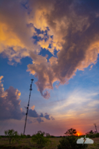 Sunset with the cell towers in Throckmorton.