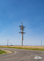 What's left of the leaning tower truck stop sign in Groom, Texas.