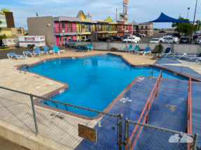 The Texas-shaped pool at The Big Texan hotel in Amarillo.