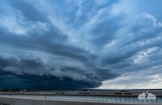 The August 26 shelf cloud as seen from the 520 causeway over Cocoa and the Indian River Lagoon.