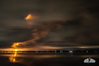 SpaceX launch over the calm Indian River Lagoon on August 27, 2022.