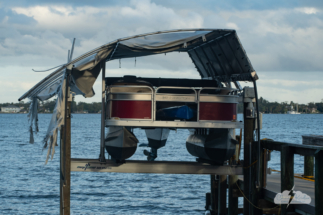 Dock damage from Hurricane Nicole.