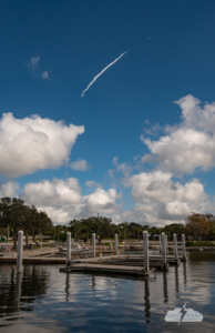 On November 11, a SpaceX Falcon 9 rocket launches, as seen from Cocoa Village.