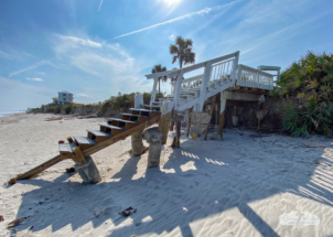 Concrete footings were no help against pounding waves.