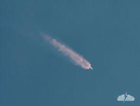 There it goes. Clouds obscured the booster separation.