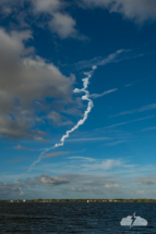 The looping contrail of the October 4 launch.