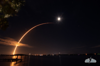 SpaceX rocket launch on October 15, 2022, as seen from Rockledge, Florida.