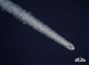 The Falcon 9 shortly before booster separation.