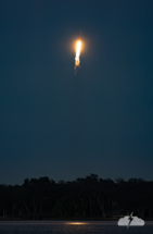 The SpaceX Heavy lifts off from Kennedy Space Center on January 15, 2023, as seen from Cocoa, Florida.