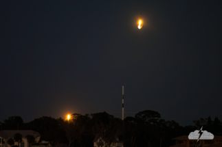 The boosters land at Cape Canaveral.