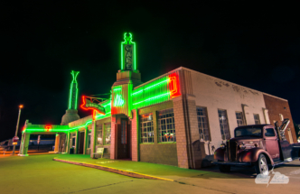 U Drop Inn, Shamrock, Texas, a Route 66 landmark, on May 21, 2022. Photo © Chris Kridler, ChrisKridler.com