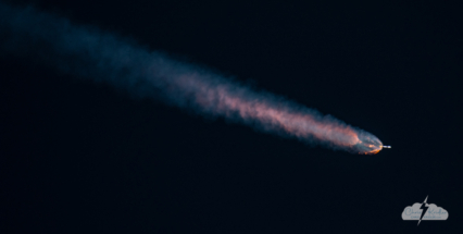 A Falcon 9 rocket and its fiery tail on December 8, 2022, as seen from Cape Canaveral. Photo © Chris Kridler, ChrisKridler.com