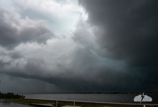 The tornado-warned storm continued to show signs of rotation as it moved over the Indian River Lagoon.
