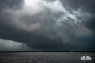 A wall cloud formed under the storm.