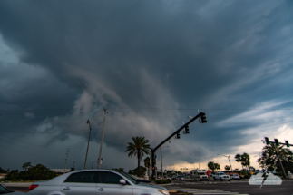 I tried to outrace the storm north, grabbing photos at the red light.