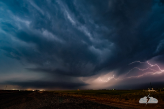 A dusty supercell with terrific lightning near Muleshoe, Texas.