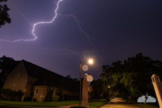 Lightning over historic Valencia Boulevard in Rockledge.