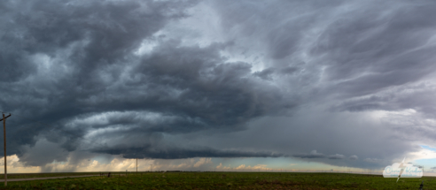 A panoramic shot of the weakening storm.