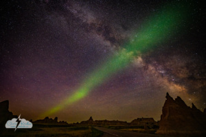 I could faintly see a pulse of light; a longer exposure with a higher ISO revealed this green &quot;beam.&quot; And so many stars.