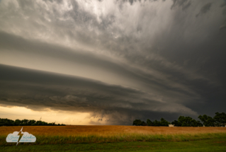 The tornado was ongoing, but unknowing, we moved east, focusing on the gorgeous layered structure.