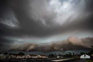 The storm morphed and produced a shelf cloud.