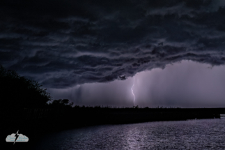 A lightning bolt west of the St. Johns River on Aug. 3, 2025.