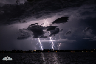 More lightning as seen over the Indian River Lagoon - though it was farther east, over the ocean.