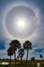 The brilliant sun halo on Oct. 22, 2023, at Treasure Island on Florida&#039;s west coast.