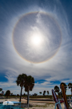 Sun halo over the Gulf beach at Treasure Island.