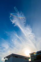 Circumzenithal arc above the 22 degree sun halo.