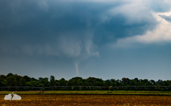 I've enhanced contrast a lot on these shots to make the tornado more visible.