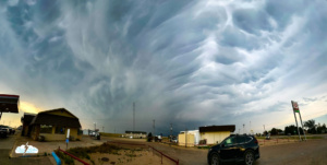 Phone panorama of mammatus in Sharon Springs, Kansas, May 16, 2026.