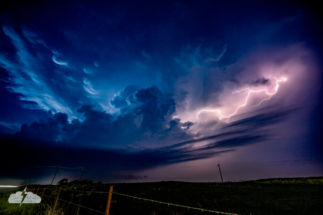 Lightning west of Strong City, Oklahoma, May 24, 2025