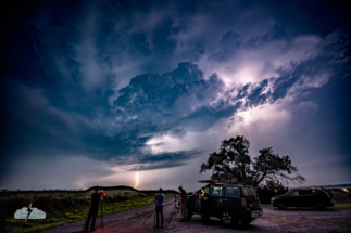 The chase crew shot lightning outside of Strong City, Oklahoma.