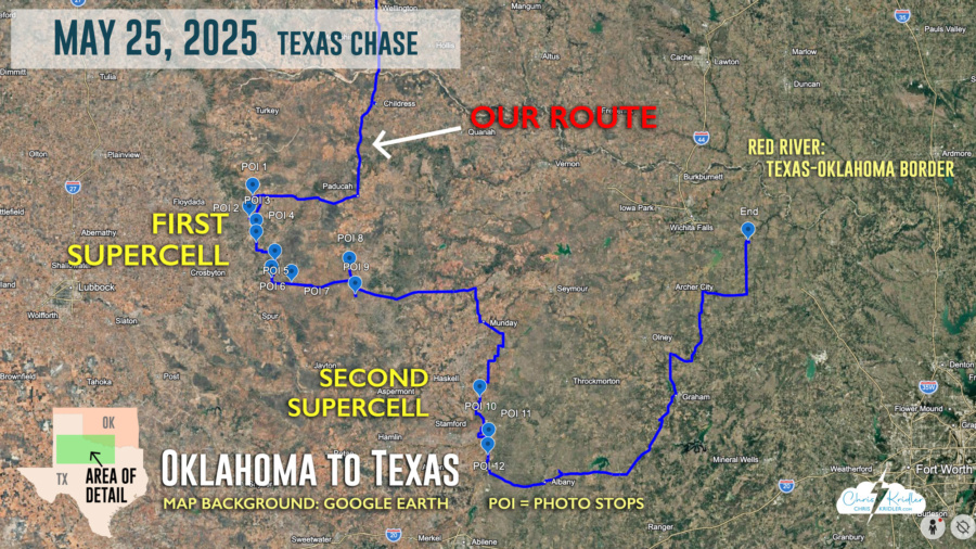 A map shows our route May 25.